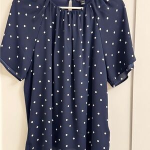 RW&CO. Navy and White Polka Dot Blouse